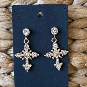Elegant Gold Cross Earrings